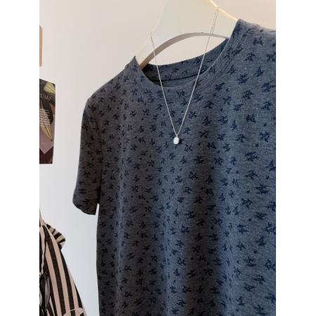 FA51847# 德绒大码300斤满印兰花草韩系减龄磨毛感短款显瘦t恤女宽松上衣秋 服裝批發女裝批發服飾貨源