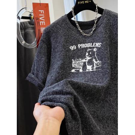 FA51850# 原版质量早春特大码300斤卡通磨毛德绒圆领短袖T恤女新款上衣 服裝批發女裝批發服飾貨源