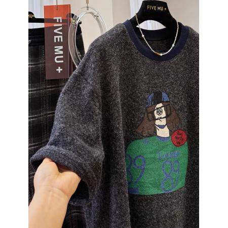 FA51851# 原版质量特大码300斤宽松卡通磨毛圆领短袖T恤女装春季打底衫上衣 服裝批發女裝批發服飾貨源