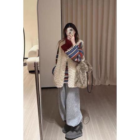 FA51880# 韩系复古撞色条纹毛衣女秋冬可外穿慵懒风宽松软糯针织衫内搭上衣 服裝批發女裝批發服飾貨源