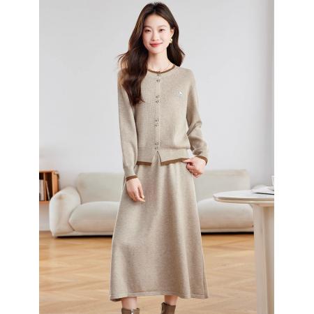 FA51888# 休闲羊毛套装裙女新款今年流行爆款时尚开衫半身裙 服裝批發女裝批發服飾貨源