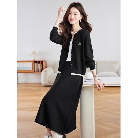 FA51888# 休闲羊毛套装裙女新款今年流行爆款时尚开衫半身裙 服裝批發女裝批發服飾貨源