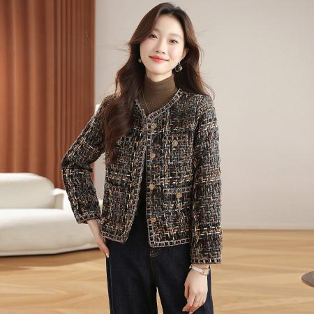 FA51892# 小香风外套女秋冬新款小个子法式气质名媛粗花呢短款上衣 服裝批發女裝批發服飾貨源