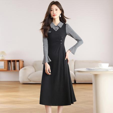 FA51894# 法式复古针织连衣裙高级感女秋冬季新款冷淡系独特别致裙子 服裝批發女裝批發服飾貨源