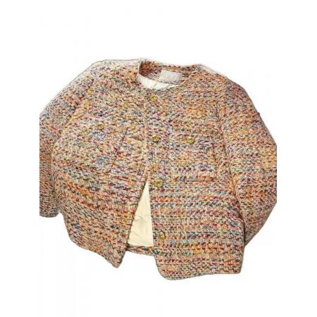 FA51897# 彩色粗花呢女春秋冬上衣新款法式气质加厚短款外套 服裝批發女裝批發服飾貨源