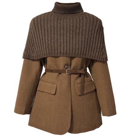 FA51903# 韩系冬季时尚气质披肩毛衣宽松百搭中长款西装毛呢加厚上衣女 服裝批發女裝批發服飾貨源