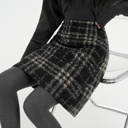 FA51906# 氛围感冬季高腰复古格纹圈圈呢半身裙时尚百搭显瘦A字中裙 服裝批發女裝批發服飾貨源