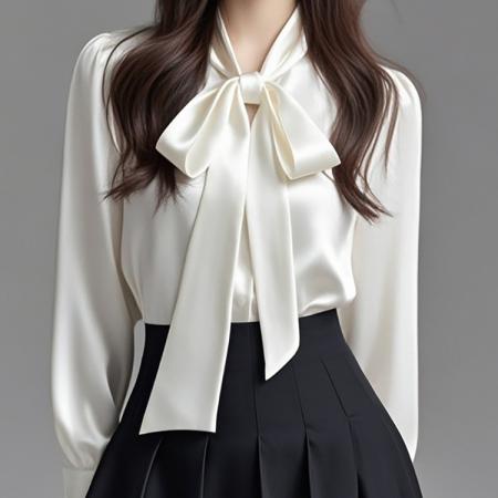 FA51915# 春秋新款高级感气质飘带蝴蝶结衬衫女长袖职业教资穿搭白衬衣 服裝批發女裝批發服飾貨源