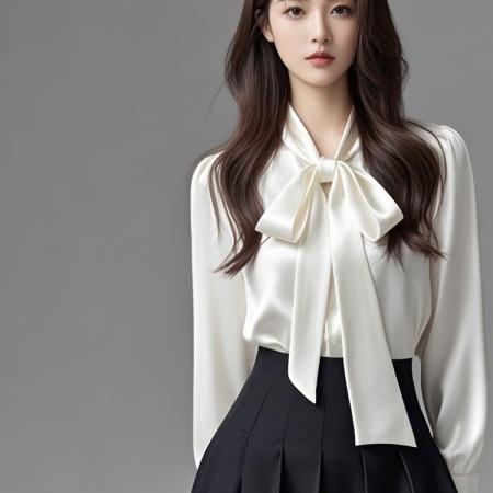 FA51915# 春秋新款高级感气质飘带蝴蝶结衬衫女长袖职业教资穿搭白衬衣 服裝批發女裝批發服飾貨源