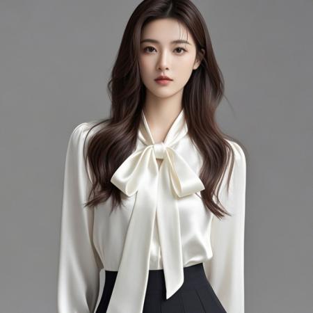 FA51915# 春秋新款高级感气质飘带蝴蝶结衬衫女长袖职业教资穿搭白衬衣 服裝批發女裝批發服飾貨源