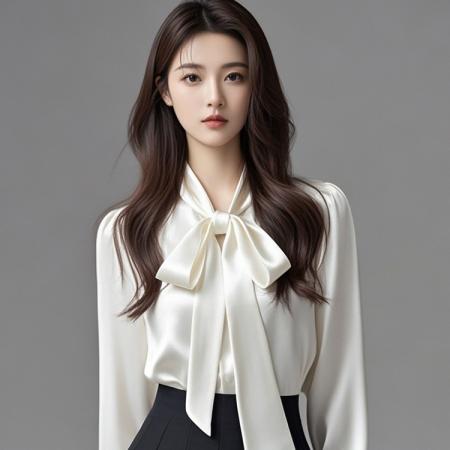 FA51915# 春秋新款高级感气质飘带蝴蝶结衬衫女长袖职业教资穿搭白衬衣 服裝批發女裝批發服飾貨源