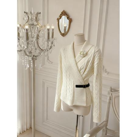 小众斜领收腰长袖毛衣针织衫女冬季休闲显瘦内搭上衣 服裝批發女裝批發服飾貨源