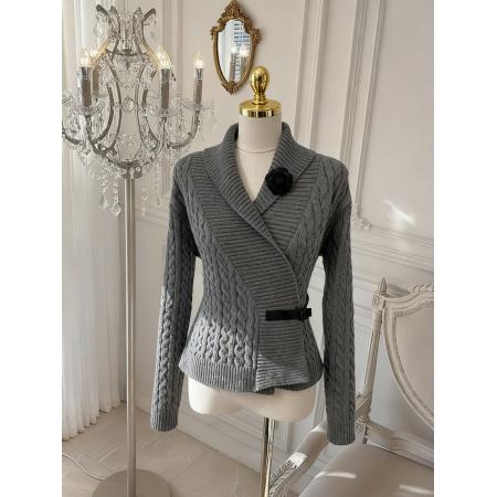 FA51929# 小众斜领收腰长袖毛衣针织衫女冬季休闲显瘦内搭上衣 服裝批發女裝批發服飾貨源