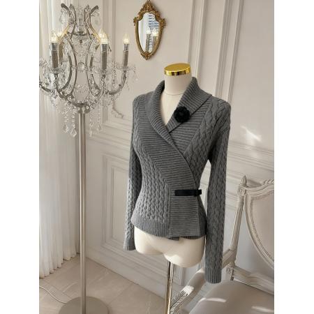 FA51929# 小众斜领收腰长袖毛衣针织衫女冬季休闲显瘦内搭上衣 服裝批發女裝批發服飾貨源