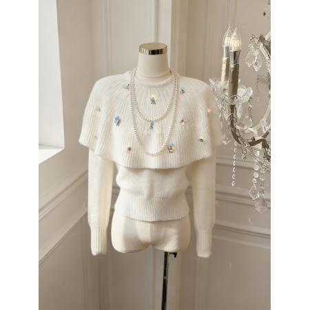 FA51933# 赵思露同款斗篷毛织衫秋冬新款百搭显瘦保暖上衣 服裝批發女裝批發服飾貨源