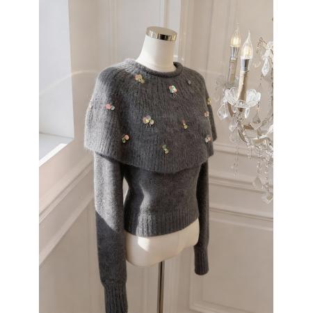 FA51933# 赵思露同款斗篷毛织衫秋冬新款百搭显瘦保暖上衣 服裝批發女裝批發服飾貨源