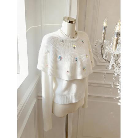 FA51933# 赵思露同款斗篷毛织衫秋冬新款百搭显瘦保暖上衣 服裝批發女裝批發服飾貨源