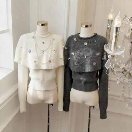 FA51933# 赵思露同款斗篷毛织衫秋冬新款百搭显瘦保暖上衣 服裝批發女裝批發服飾貨源