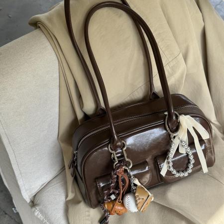 TJ2206# 2024秋冬新款保龄球包包许允真晕针姐同款包大容量单肩腋下手提包