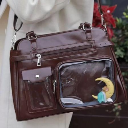 TJ2211# 复古机车藏东西演唱会暗格痛包单肩斜挎包女棕色机车包斜挎包通勤