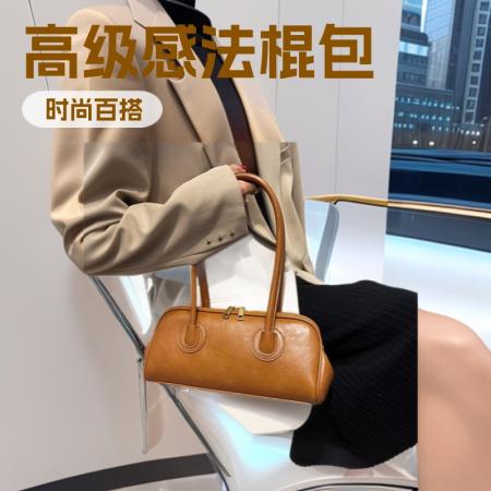 TJ2219# 秋冬包包2024新款潮包包女包时尚百搭单肩腋下包高级感手提法棍包