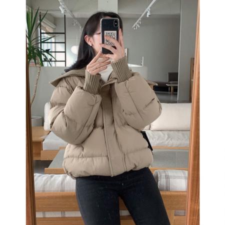 FA51963# 韩国chic冬季复古气质大翻领拉链式百搭加厚保暖长袖棉衣外套女 服裝批發女裝批發服飾貨源