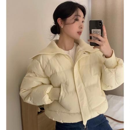 FA51963# 韩国chic冬季复古气质大翻领拉链式百搭加厚保暖长袖棉衣外套女 服裝批發女裝批發服飾貨源