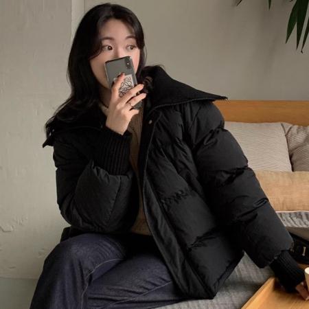 FA51963# 韩国chic冬季复古气质大翻领拉链式百搭加厚保暖长袖棉衣外套女 服裝批發女裝批發服飾貨源