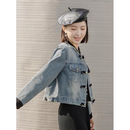 FA51966# 国风盘扣牛仔外套女短款上衣春秋新款显瘦小个子新中式夹克潮 服裝批發女裝批發服飾貨源