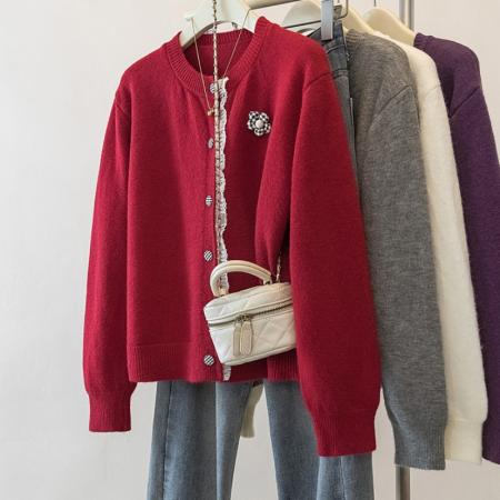 FA51967# 女装新年红色显瘦针织衫秋冬新款遮肉显瘦打底衫毛衣上衣 服裝批發女裝批發服飾貨源