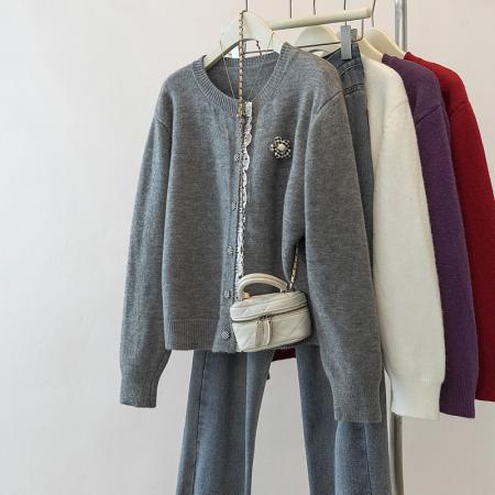 FA51967# 女装新年红色显瘦针织衫秋冬新款遮肉显瘦打底衫毛衣上衣 服裝批發女裝批發服飾貨源