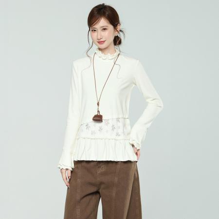 FA51969# 木耳边半高领...