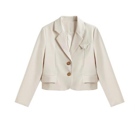 FA51986# 小西服上衣新款休闲米白色短款西装外套女春夏款高级感小个子 服裝批發女裝批發服飾貨源