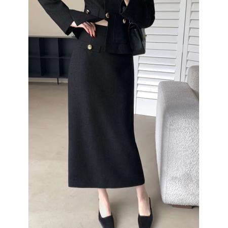 FA51987# 黑色收腰外套女春秋新款高级感时尚气质半身裙套装 服裝批發女裝批發服飾貨源