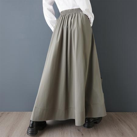 FA51990# 小众设计感大版拉链半身裙时尚宽松不规则贴布抽绳日系橡筋裙 服裝批發女裝批發服飾貨源