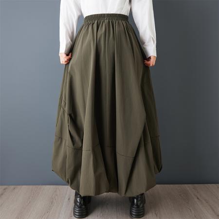 FA51991# 日系小众设计不规则工装半身裙时尚大口袋休闲百搭高腰橡筋裙 服裝批發女裝批發服飾貨源