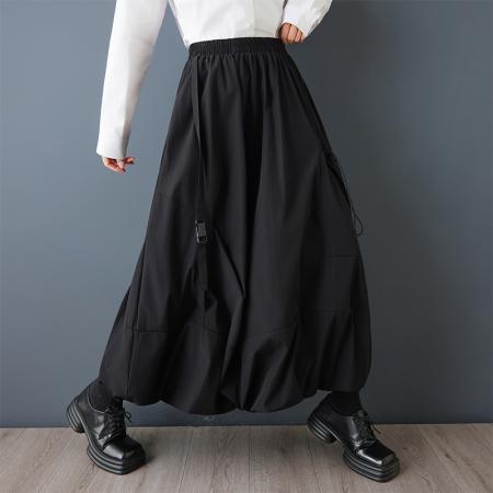 FA51991# 日系小众设计不规则工装半身裙时尚大口袋休闲百搭高腰橡筋裙 服裝批發女裝批發服飾貨源