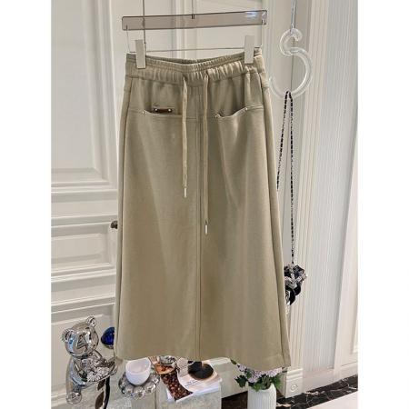 FA51994# 美式休闲前口袋中长款半身裙女夏季宽松一步裙子 服裝批發女裝批發服飾貨源