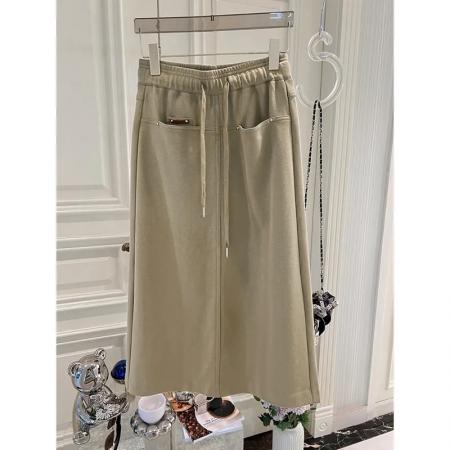FA51994# 美式休闲前口袋中长款半身裙女夏季宽松一步裙子 服裝批發女裝批發服飾貨源