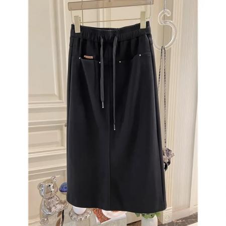 FA51994# 美式休闲前口袋中长款半身裙女夏季宽松一步裙子 服裝批發女裝批發服飾貨源