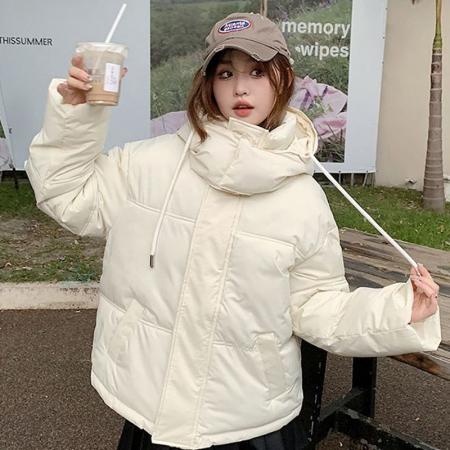 FA51996# 高级设计感冬季新款韩版简约休闲时尚短款连帽棉服保暖外套 服裝批發女裝批發服飾貨源