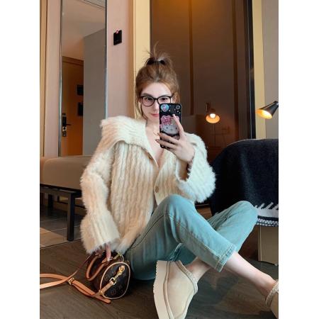 FA51999# 马海毛娃娃领开衫针织外套女秋冬新款慵懒风软糯加厚外穿毛衣 服裝批發女裝批發服飾貨源