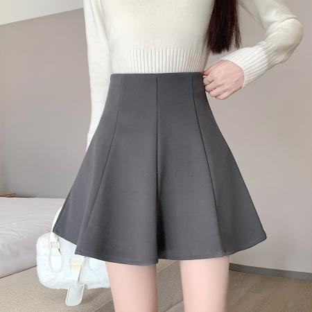 FA52001# 大码胖MM冬季韩版高腰显瘦荷叶边遮胯加厚毛呢A字短裙防走光 服裝批發女裝批發服飾貨源