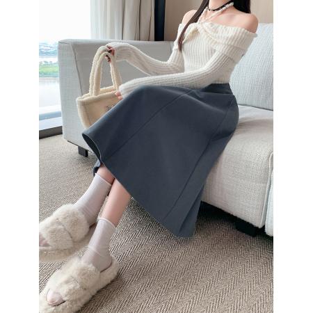 FA52004# 大码胖MM秋冬韩版百搭毛呢大摆伞裙高腰ins超火A字裙半身裙 服裝批發女裝批發服飾貨源