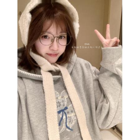 FA52006# 加绒袖窿+整件压线刺绣贴布后包领纯棉华棉复合卫衣女 服裝批發女裝批發服飾貨源