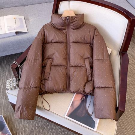 FA52011# 网红同款冬季新款小众款满天星烫钻暗黑辣妹保暖羽绒服外套女 服裝批發女裝批發服飾貨源