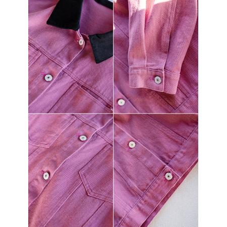 FA52012# 短外套女秋冬新款复古撞色翻领上衣牛仔夹克 服裝批發女裝批發服飾貨源