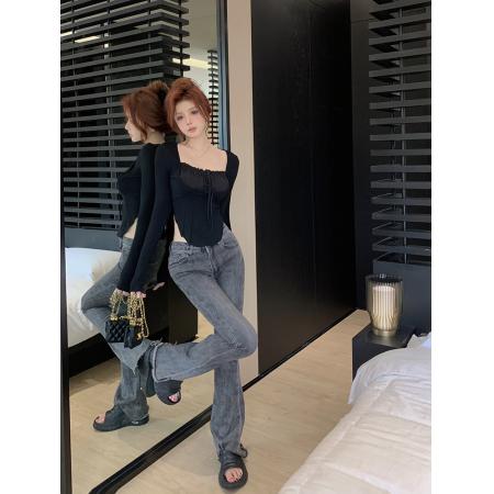 FA52021# 胸大腰细神器拼接打底内搭修身长袖T恤上衣 服裝批發女裝批發服飾貨源