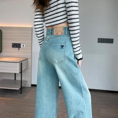 FA52022# 冬季加绒直筒牛仔裤女梨形身材高腰显瘦弹力九分阔腿裤  服裝批發女裝批發服飾貨源