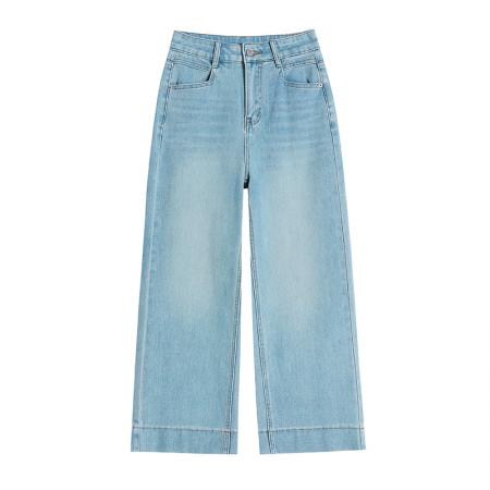 FA52022# 冬季加绒直筒牛仔裤女梨形身材高腰显瘦弹力九分阔腿裤  服裝批發女裝批發服飾貨源